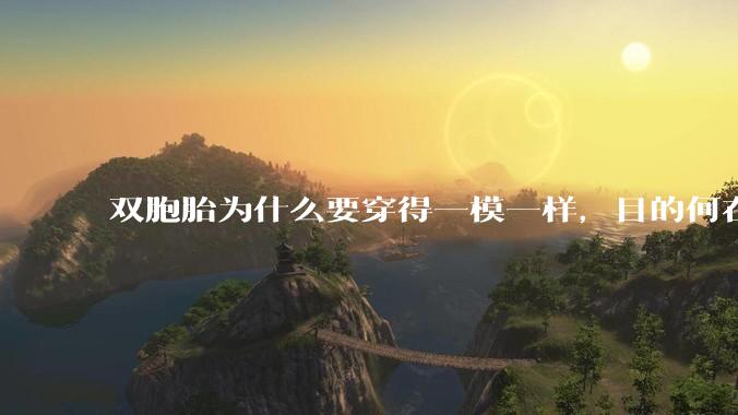 双胞胎为什么要穿得一模一样，目的何在？